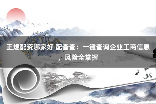 正规配资哪家好 配查查：一键查询企业工商信息，风险全掌握