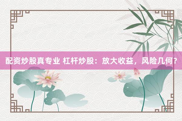 配资炒股真专业 杠杆炒股：放大收益，风险几何？