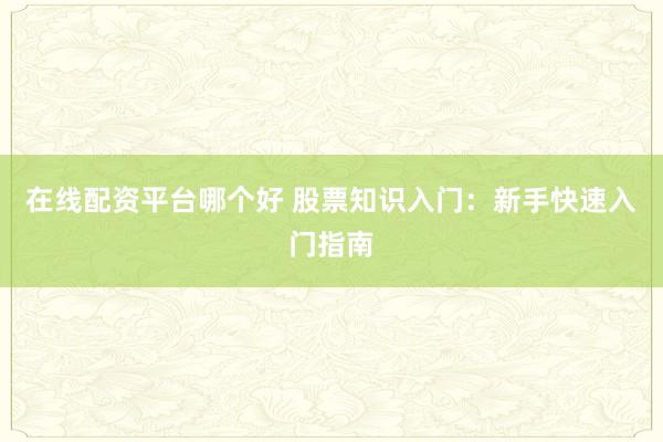 在线配资平台哪个好 股票知识入门：新手快速入门指南