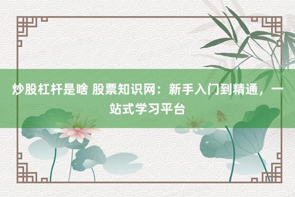 炒股杠杆是啥 股票知识网：新手入门到精通，一站式学习平台