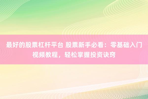 最好的股票杠杆平台 股票新手必看：零基础入门视频教程，轻松掌握投资诀窍