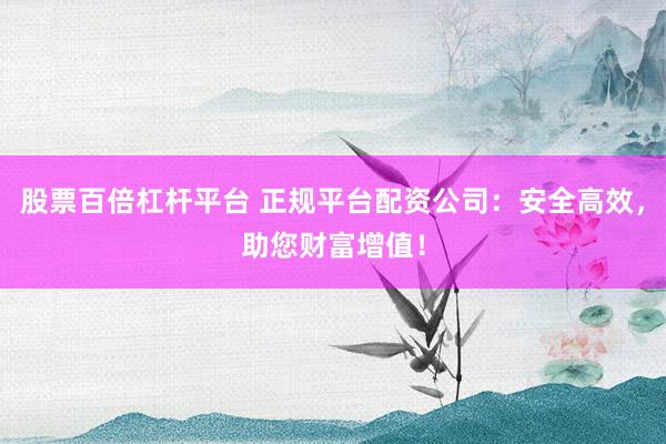 股票百倍杠杆平台 正规平台配资公司：安全高效，助您财富增值！